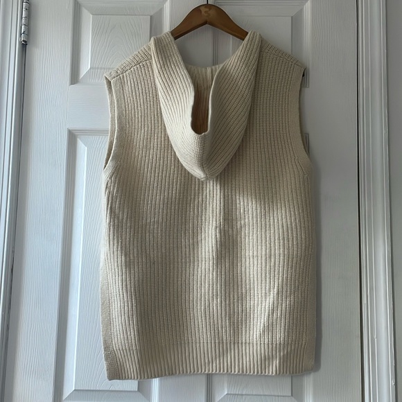 Anthropologie Cashmere Cream Sweater Sleeveless Hoodie Vest - Picture 9 of 11